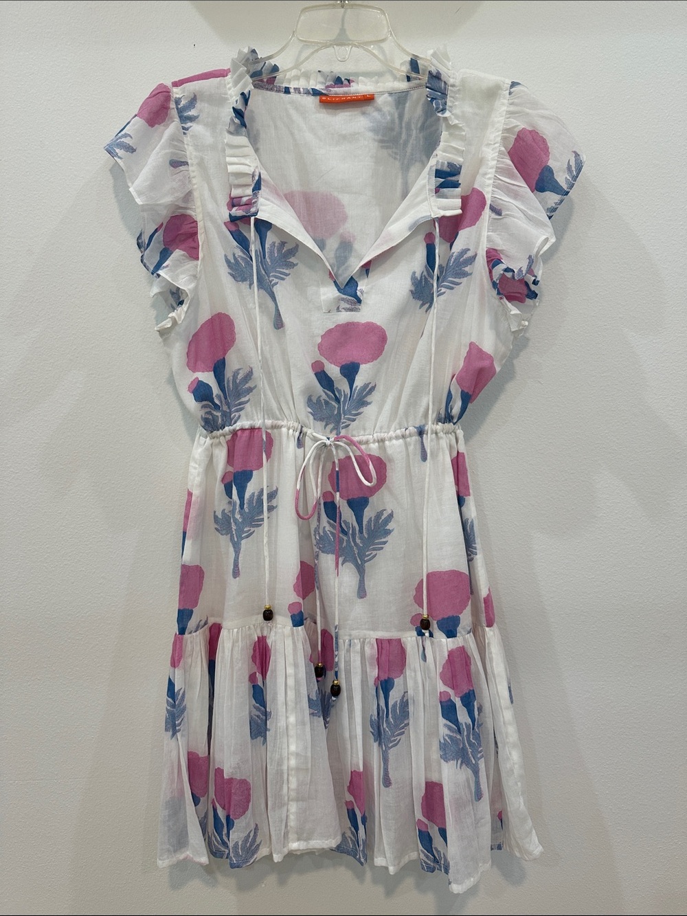 Oliphant White Floral Tie-Waist Dress - Pink & Blue